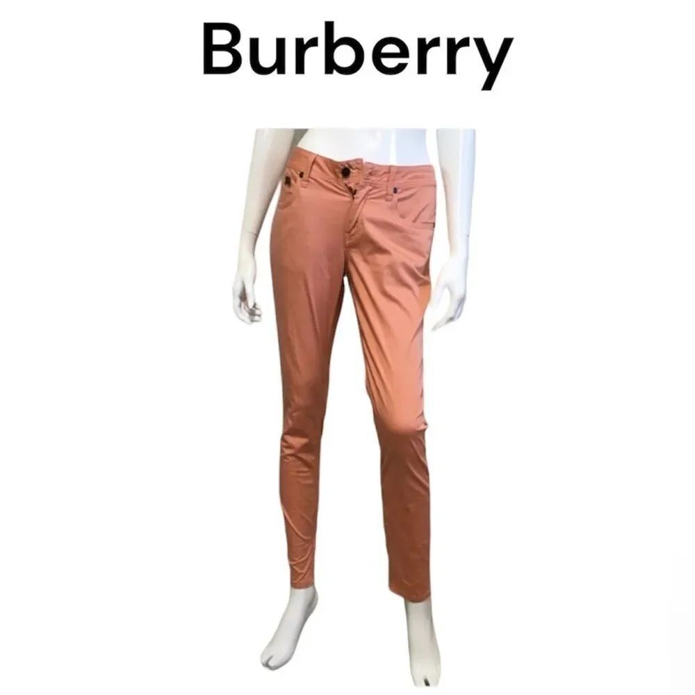 Burberry Peach Womens Stretch Mid Rise Skinny Fit Ankle Zipper Pants Size 27
